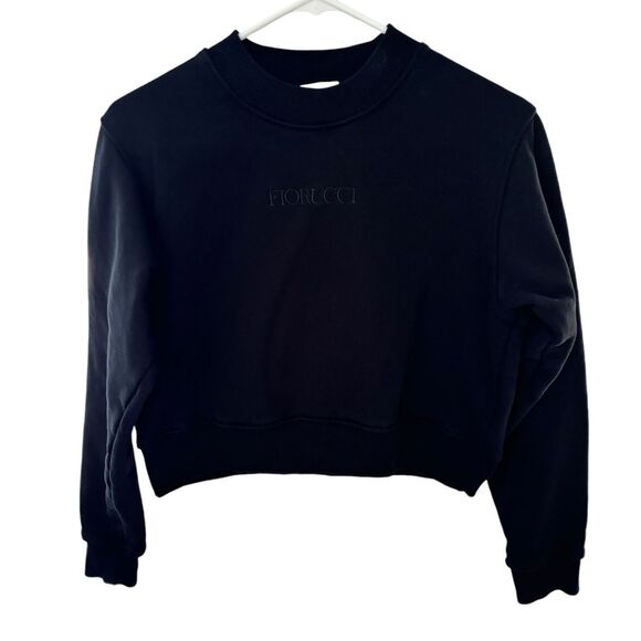 Fiorucci Logo Women’s Cropped Black Sweatshirt Sz S - Picture 1 of 10